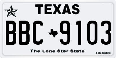 TX license plate BBC9103