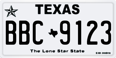 TX license plate BBC9123