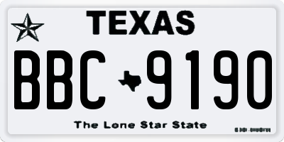 TX license plate BBC9190