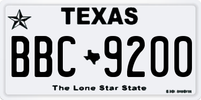 TX license plate BBC9200
