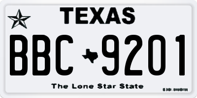 TX license plate BBC9201
