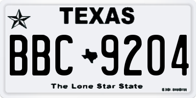 TX license plate BBC9204