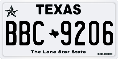 TX license plate BBC9206