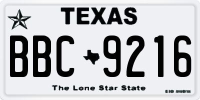 TX license plate BBC9216