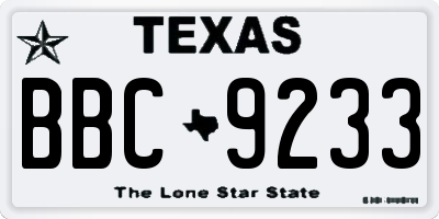 TX license plate BBC9233