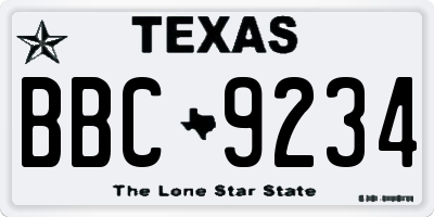 TX license plate BBC9234