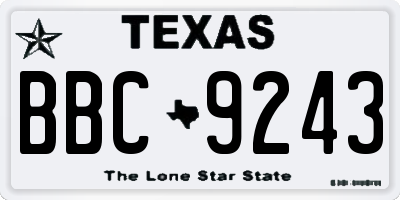 TX license plate BBC9243