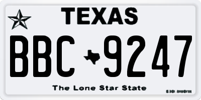 TX license plate BBC9247