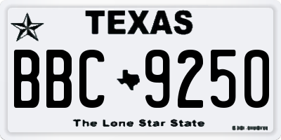 TX license plate BBC9250