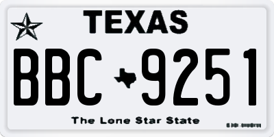 TX license plate BBC9251