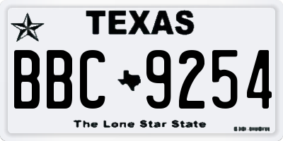 TX license plate BBC9254