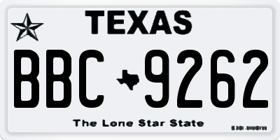 TX license plate BBC9262