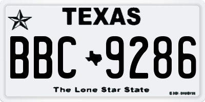 TX license plate BBC9286