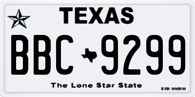 TX license plate BBC9299