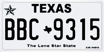TX license plate BBC9315