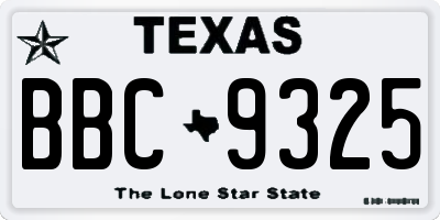 TX license plate BBC9325