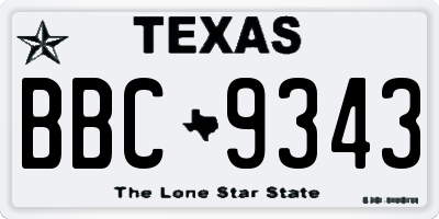 TX license plate BBC9343