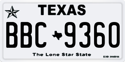 TX license plate BBC9360