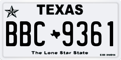 TX license plate BBC9361