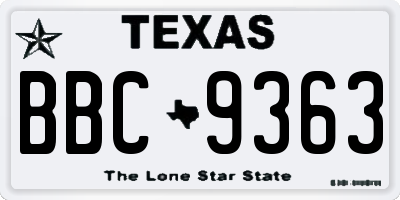 TX license plate BBC9363