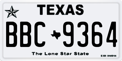 TX license plate BBC9364