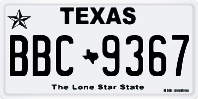TX license plate BBC9367