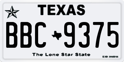TX license plate BBC9375