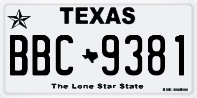 TX license plate BBC9381