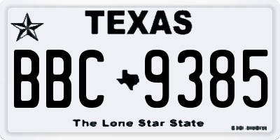 TX license plate BBC9385