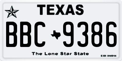TX license plate BBC9386