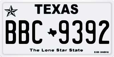 TX license plate BBC9392
