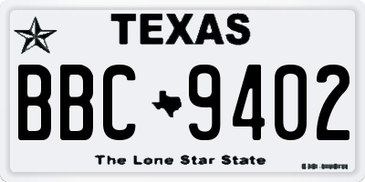 TX license plate BBC9402