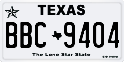 TX license plate BBC9404