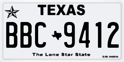 TX license plate BBC9412