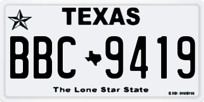 TX license plate BBC9419