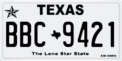 TX license plate BBC9421