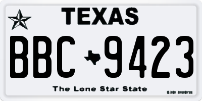 TX license plate BBC9423