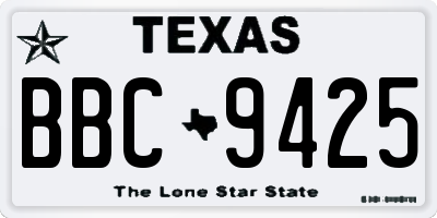 TX license plate BBC9425