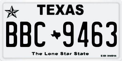 TX license plate BBC9463