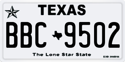 TX license plate BBC9502