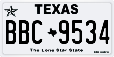 TX license plate BBC9534