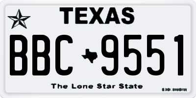 TX license plate BBC9551