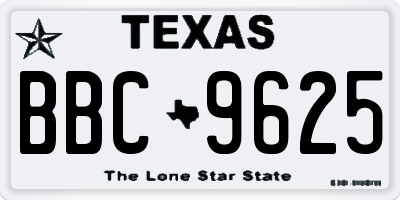 TX license plate BBC9625