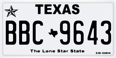 TX license plate BBC9643