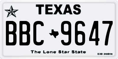 TX license plate BBC9647