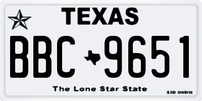 TX license plate BBC9651