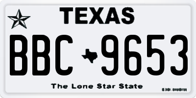 TX license plate BBC9653