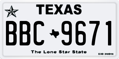 TX license plate BBC9671