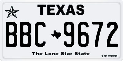 TX license plate BBC9672