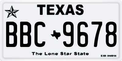TX license plate BBC9678